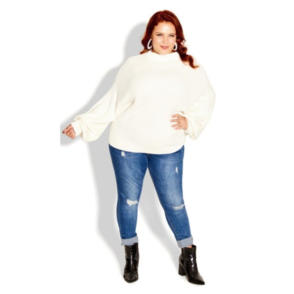 City Chic Women's Vanilla Angel Sleeve Sweater  - L